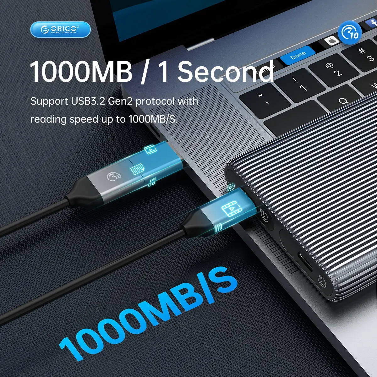 ORICO M.2 NGFF NVMe SSD Enclosure M2 NVMe SSD Enclosure USB3.1 10Gbps for M Key M&B Key NVMe PCIe SSD with Built-in Cooling Vest