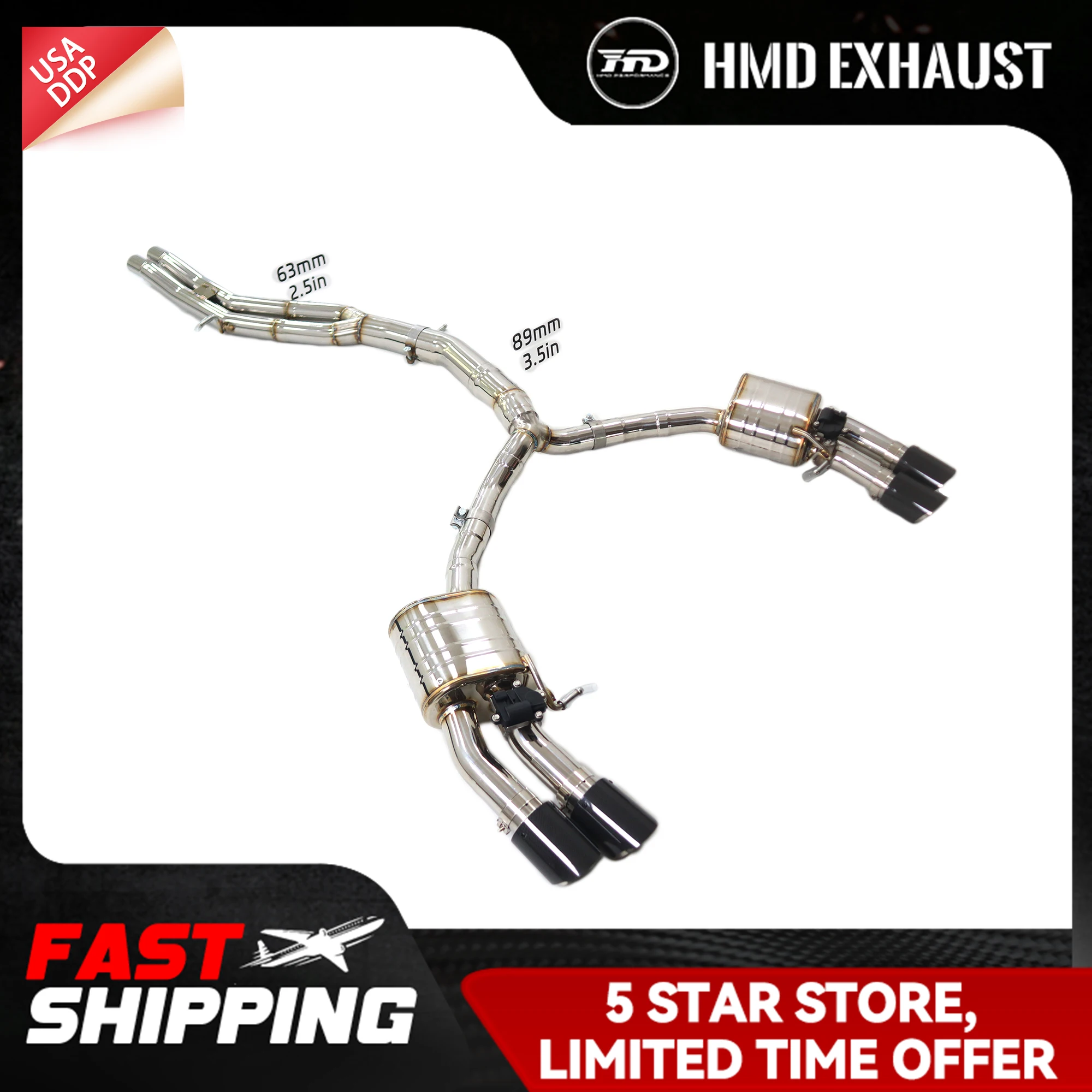 

HMD Catback for Audi S4 S5 B9 3.0T SS304 Exhaust system Replacement installation Electronic valve High quality