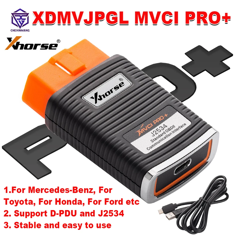 

XHORSE XDMVJP MVCI PRO+ J2534 Cable Vehicle Diagnosis Programming Tool Support D-PDU for GM For PSA For Mercedes-Benz For Toyota