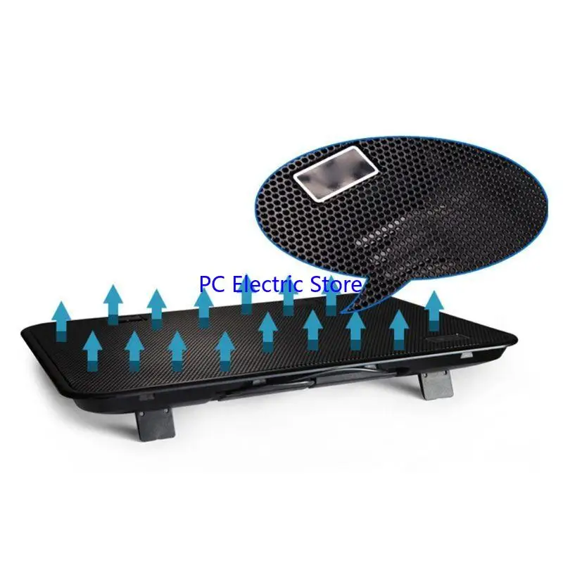

F19C Metal Panel Dual Fan Notebook Cooler High Speed Silent Laptop Cooling Pad Stand Holder for 14 Inch PC Computer