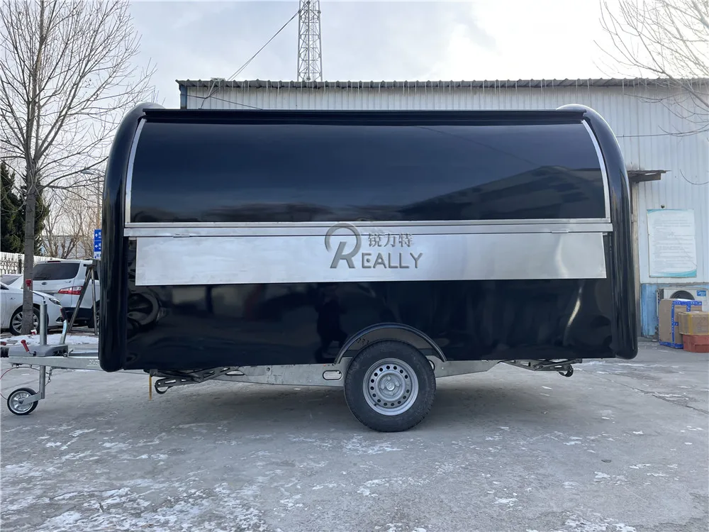 Remorque de cuisine mobile à poussée manuelle, hamburgers, frites, nourriture, café, fourgonnette, chariot, hot-dog, camionnette à crème glacée, nourriture électrique, design moderne