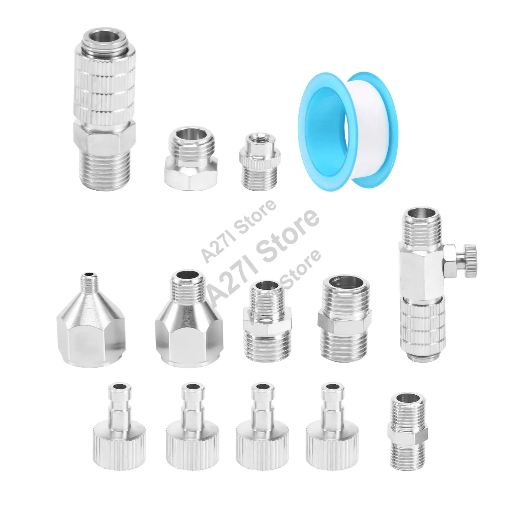 14Pcs Airbrush Adapter Set, Airbrush Quick Release Disconnect Couplers, Airbrush Adapter Kit Fitting Connector Kit-A27I