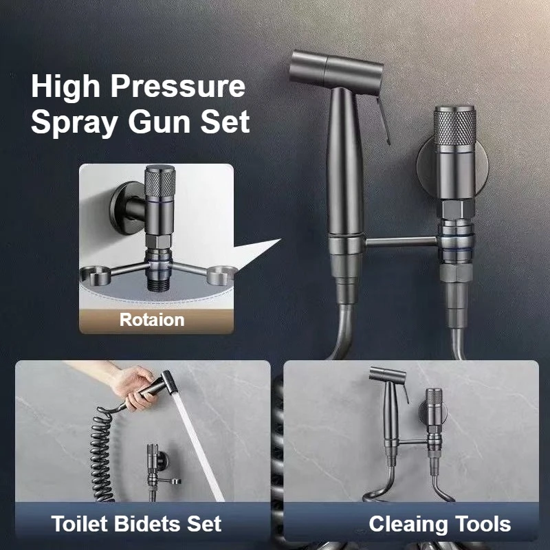 

Bathroom Portable Handheld Toilet Sprayer High Pressure Spray Gun Set Handheld Toilet Bidets Set Bidet Faucet Cleaing Tools