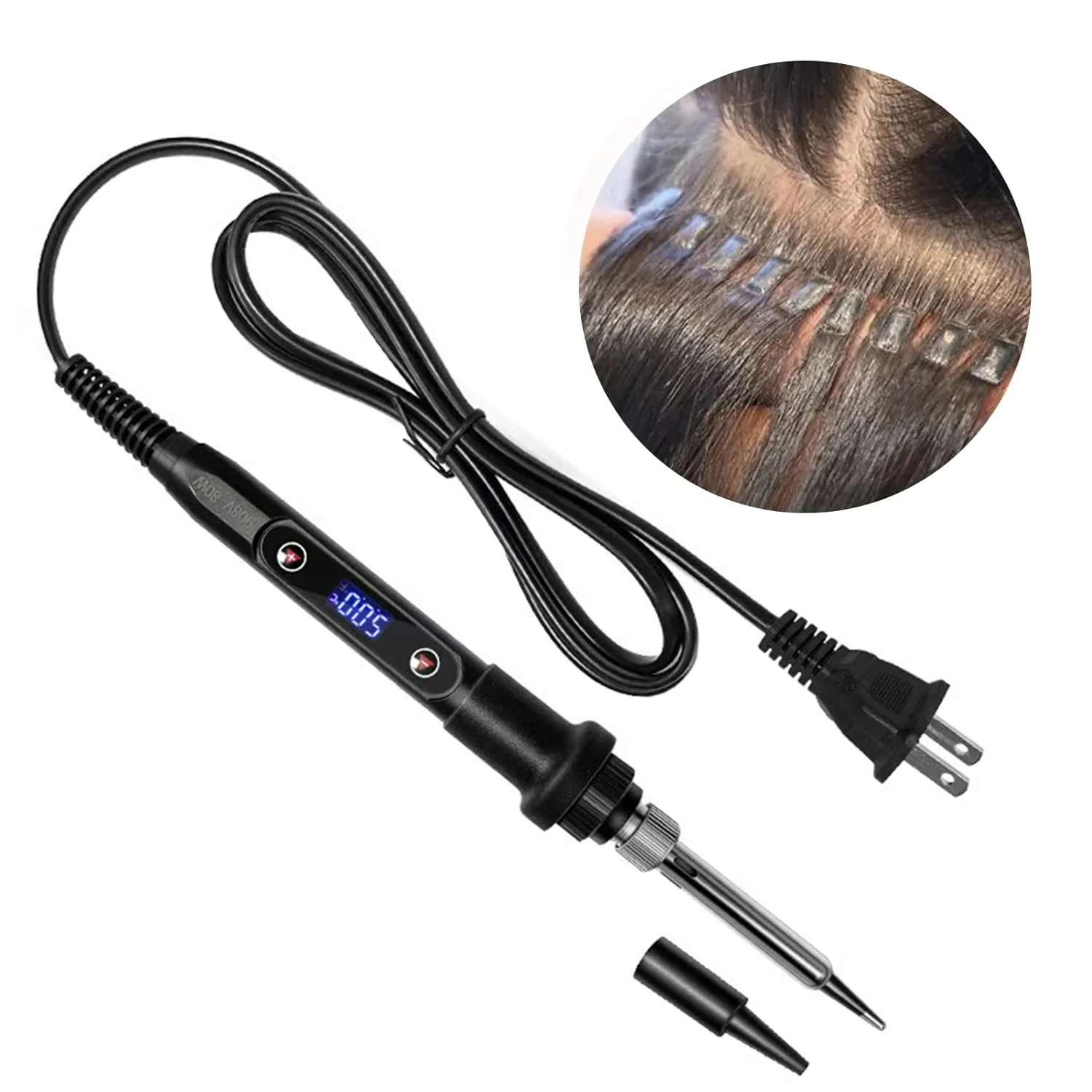 Professional Hair Extension Iron Machine, Digital Keratin Tip Bonding Tool for Salon & Home Use with LCD Display