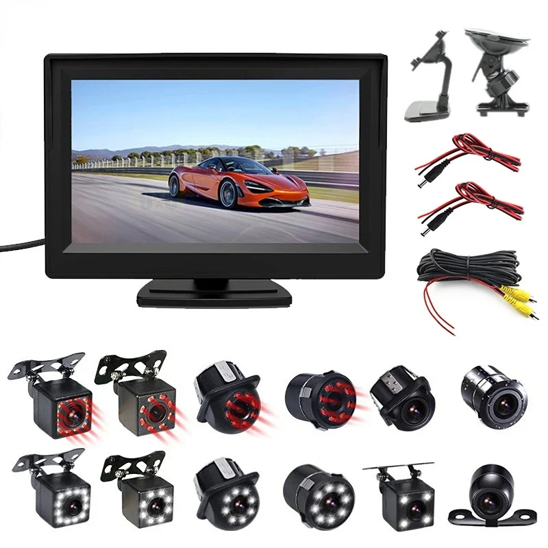 5Inch Monitor Car Reverse Camera LED Infrared  Backup Camera  Car Rear View Camera Car Monitor 5inch Rearview IR Night Camera