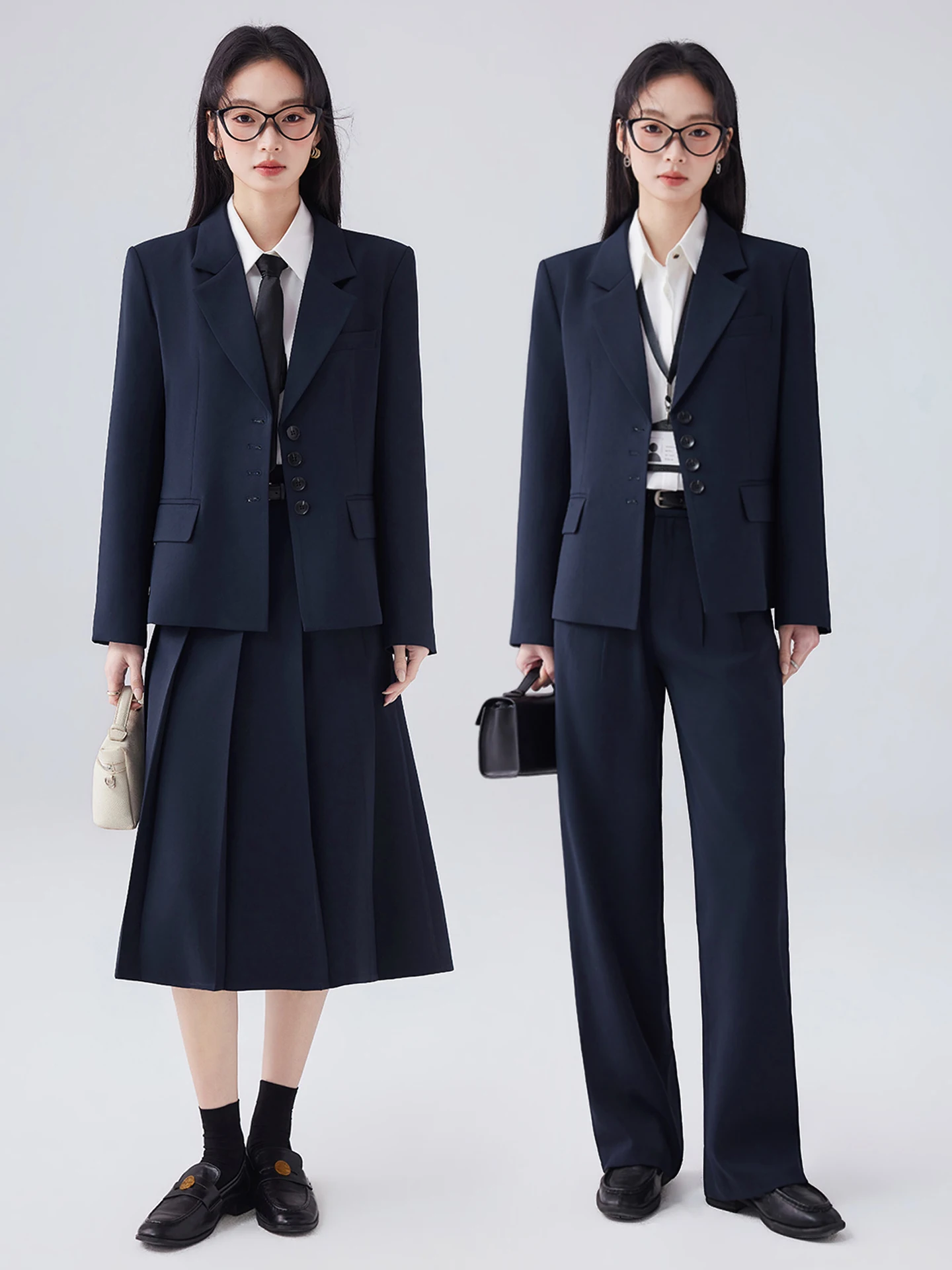 Conjunto de Traje Profesional para Mujer, Estilo Universitario, para Entrevistas de Calificación Docente, Ropa de Trabajo, Estilo Petite, Sensación de Alta Gama