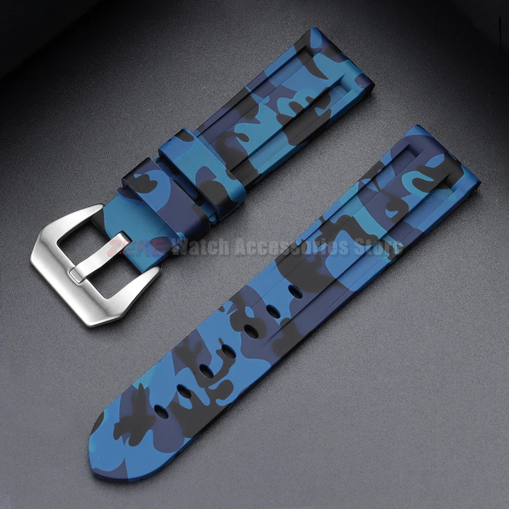 Sportliche 20mm 22mm 24mm 26mm Silikon-Uhrenarmbänder Weiche Komfortable Gummi-Uhrenarmbänder für Panerai Blaue Schwarze Armbänder Zubehör – Detail 10
