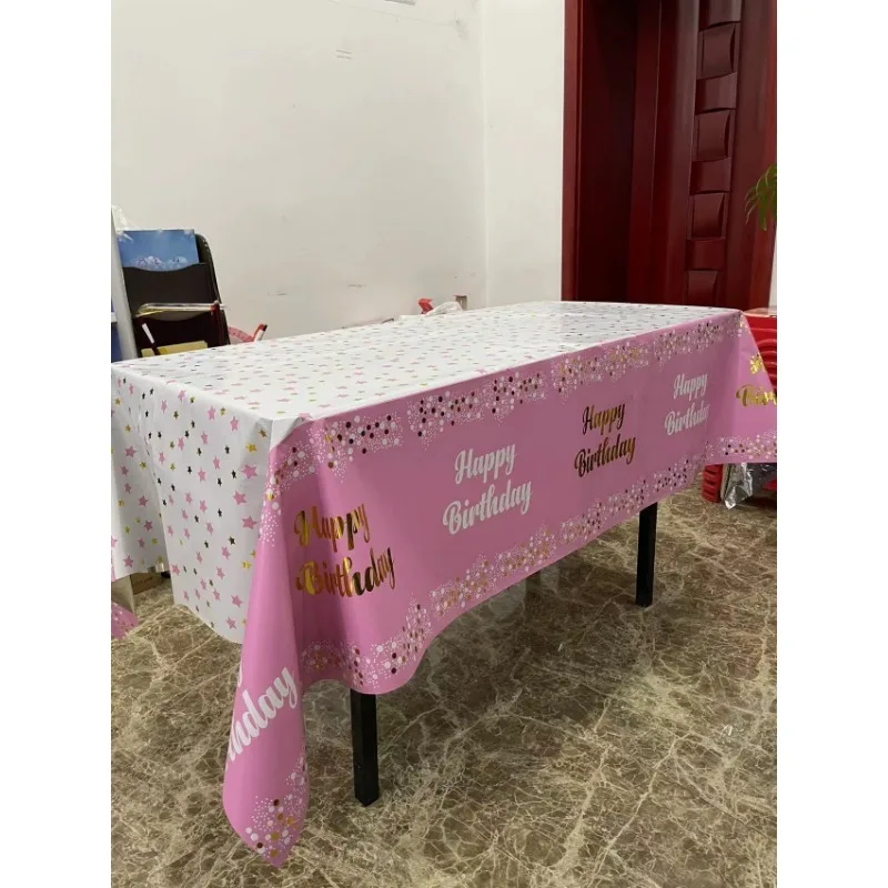 Rectangle Happy Birthday Party Tablecloth Birthday Party Dining Decorations Kids Adult Plastic Table Cover Birthday Supplies