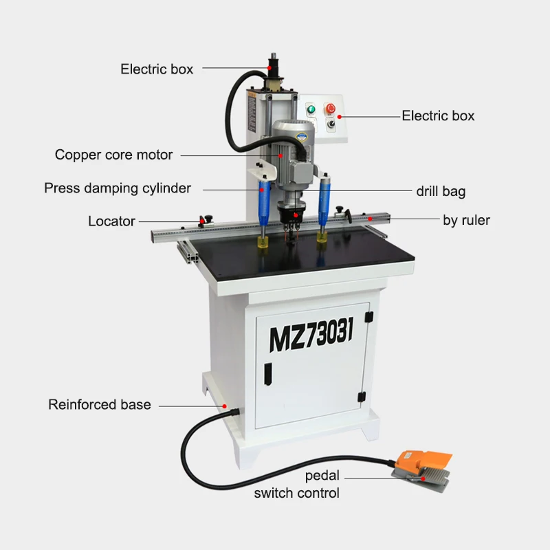 One Head Hinge Drilling Machine Woodworking Furniture Punching Machine For Cabinet Door Vertical Drilling Wood Drilling Machine