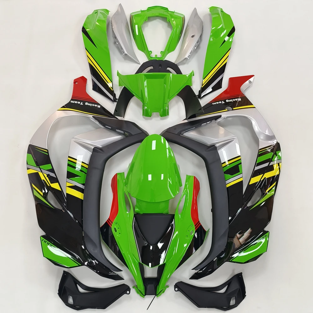 Hijau perak dicetak gradien huruf untuk ZX10R 2016 2017 2018 2019 2020 ZX 10R penuh Fairing Kit Bodywork Cowling injeksi