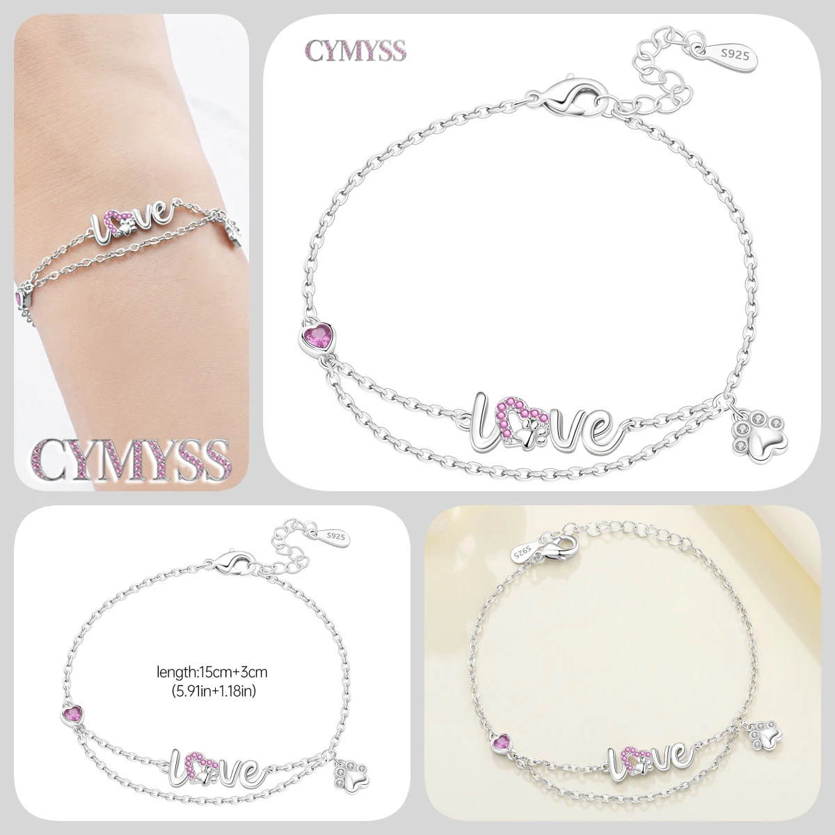 Zierliches Tennisarmband aus 925er Sterlingsilber mit Schmetterlingsanhänger und eingelegtem Zirkonia, edler Schmuck für Frauen, Hochzeits- und Geburtstagsgeschenk – Detail 13