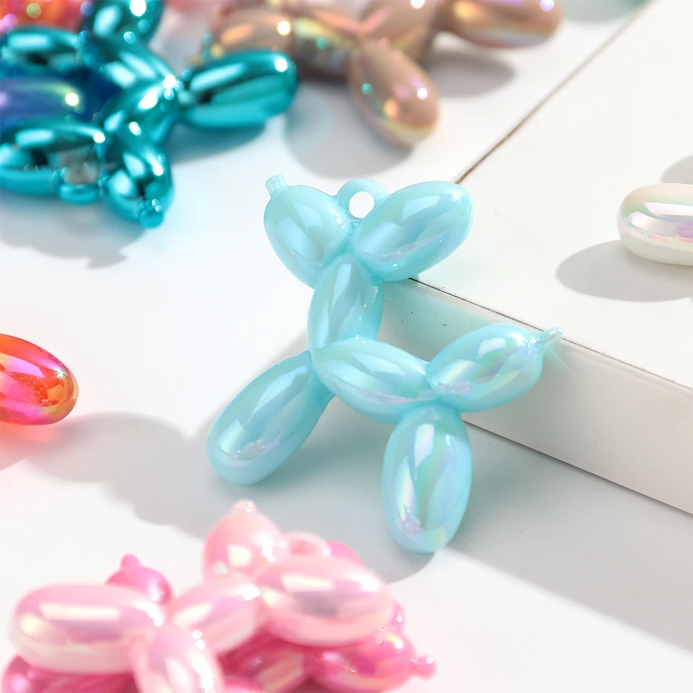 5 Stück AB Bunte Acryl-Anhänger 45x46mm in Form eines süßen Hundes für DIY-Schmuckherstellung, Schlüsselanhänger, Halsketten-Zubehör – Detail 5