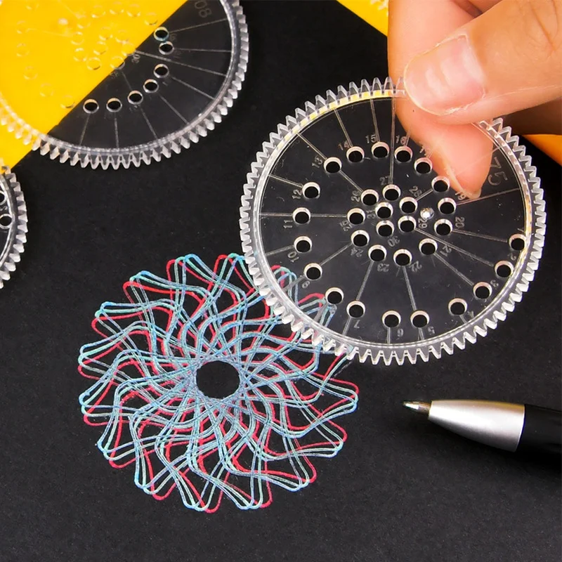 27Pcs Geometric Drawing Stencil Set Spirograph Art Design Kit Multifunction Painting Templates For Children Students DIY Crafts