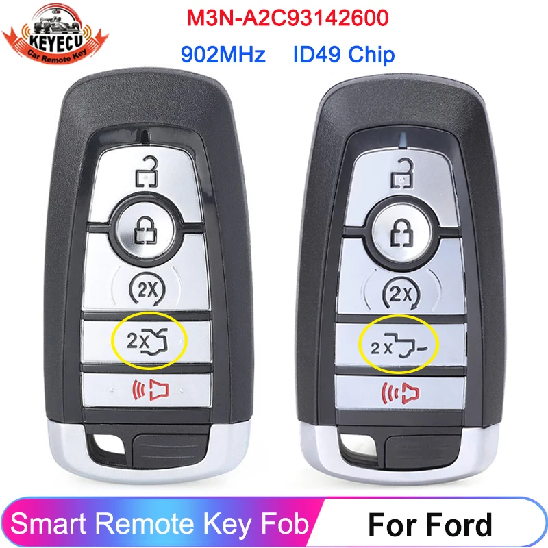 

M3N-A2C93142600 ID49 Chip 902MHz Smart Remote Key For Ford F150 F250 F350 F450 Explorer Edge Fusion Expedition Mustang 2017-2020
