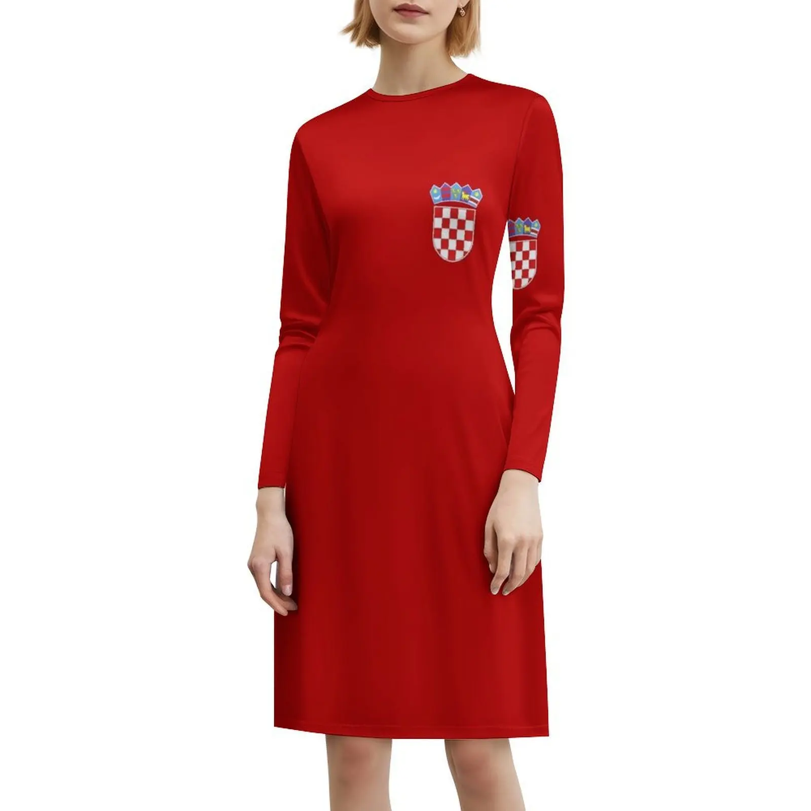 معطف من الأسلحة كرواتيا الأحمر البوهيمي فستان بلا أكمام للنساء طباعة فساتين حفلات الشاطئ كرواتيا رقعة الشطرنج فستان رمز كرواتيا