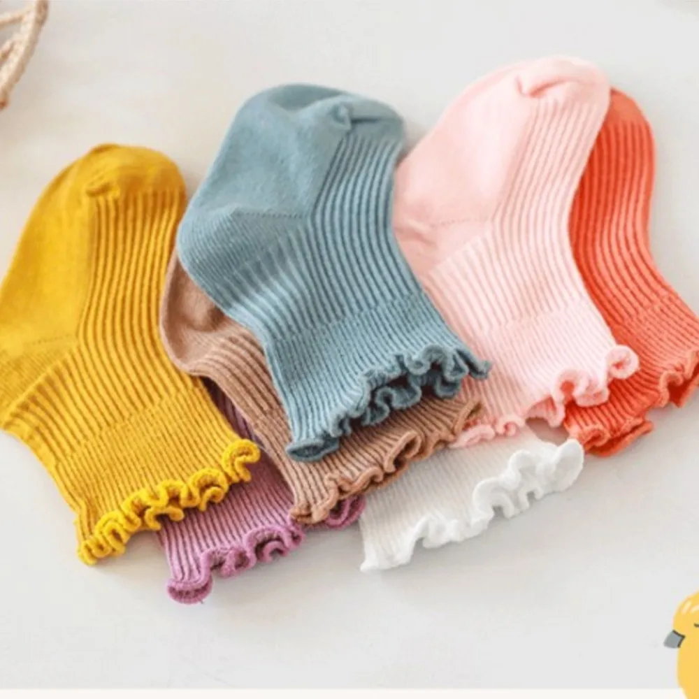 Baby socks combed cotton spring autumn children's sock thin cotton toddler babies sokken infant mid-calf black fungus edge socks