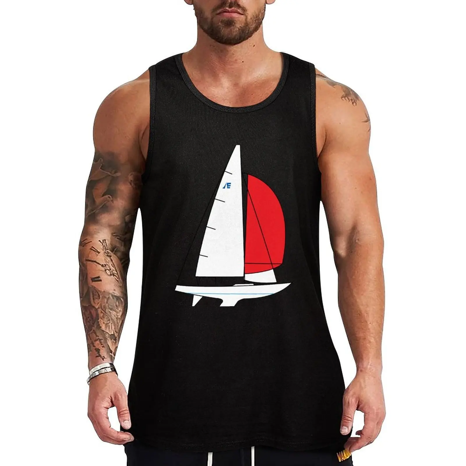 International Etchells Class Sailboat Tank Top Abstract Print Tank Top Casual Graphic Sleeveless
