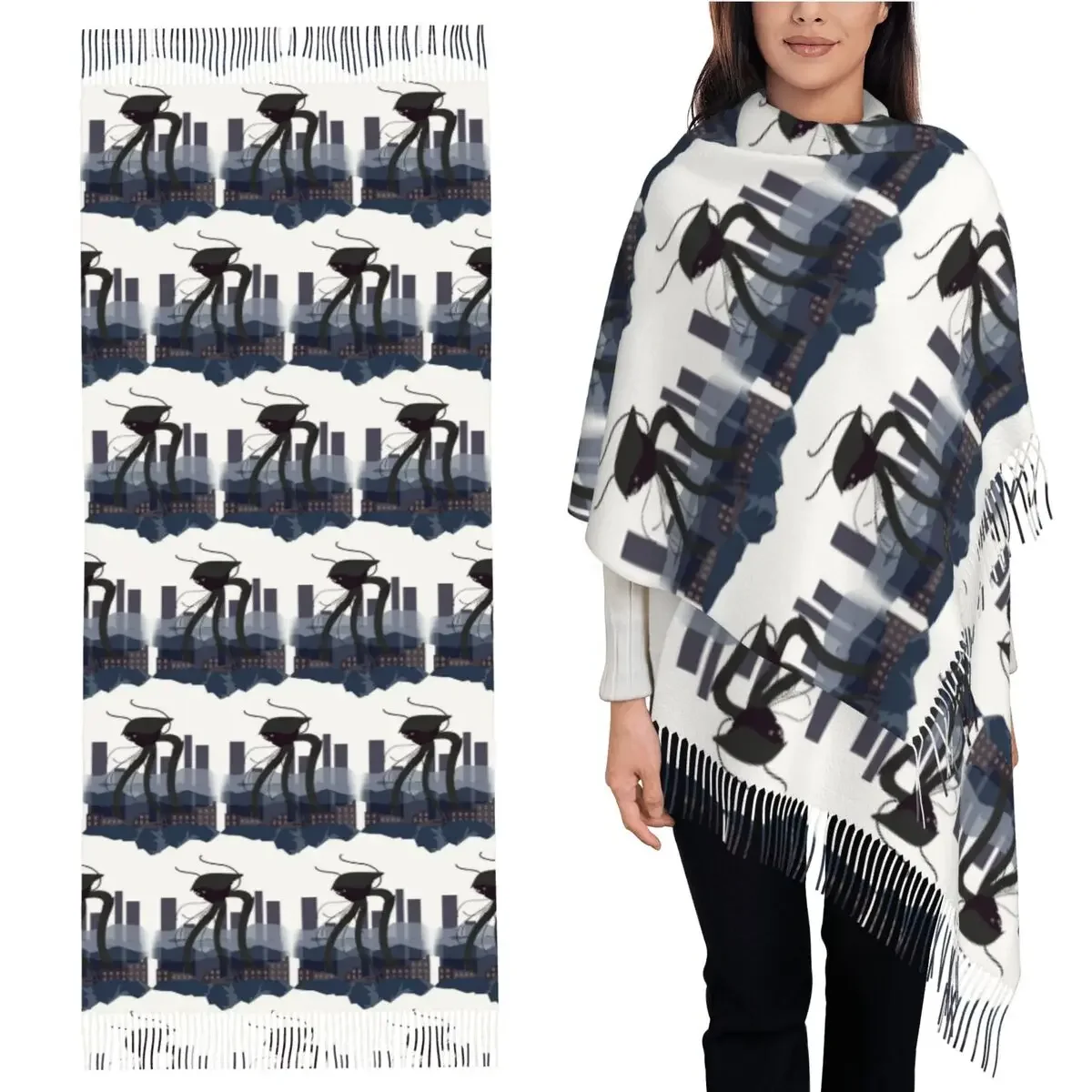 

Марсианский шарф-штатив «Война мира», шарфы с кисточками, женские мягкие теплые шали и накидки, длинная осенне-зимняя шаль, накидка