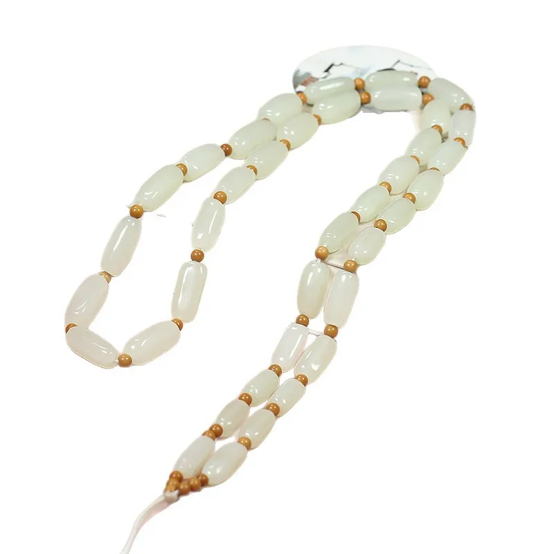 Hotan White Jade Pendant With Rope Men, Natural Jadeite Necklace
