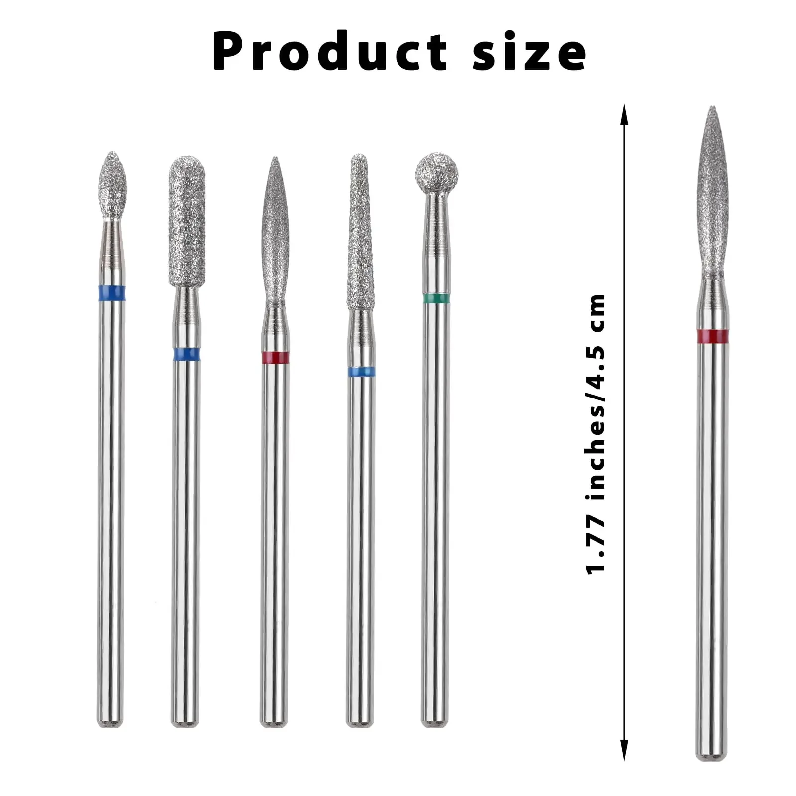 Diamond Nail Drill Bits Cuticle Clean Bit for Nail File Flame Ball Cylinder Needle Cuticle Russian Manicure Drill Bit Nail Tools