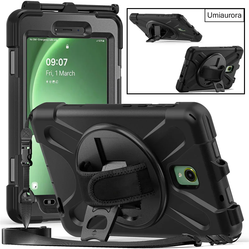 

For Samsung Tab Active 3 SM-T570 T575 Active5 8 inch SM-X300 SM-X306 Stand Shoulder Strap Shockproof PC Tablet Case Rugged Funda