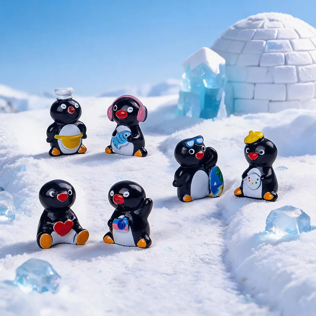100pcs Kawaii Cartoon Penguin Doll 3D Resin Animal Mini Desktop Ornament DIY Keychain Jewelry Pendant Dollhouse Decor view 4
