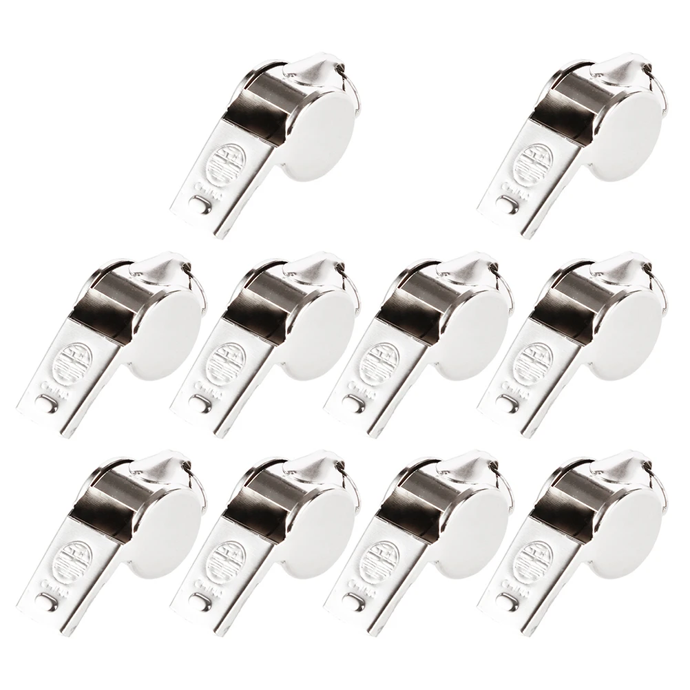 

10pcs Referee Whistle Premium Metal Outdoor Lightweight Keychain Portable Survival Practicing Sports Whistle