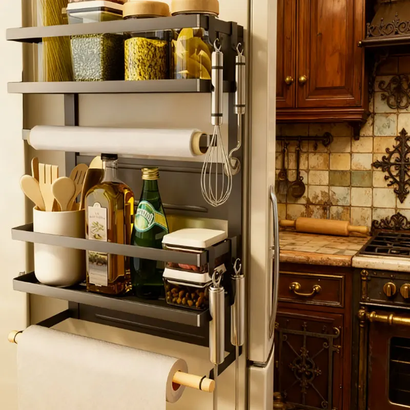 

Single Tier Magnetic Multifunction Spice Rack Organizer Home Kitchen Storage Holder No Drill Installation Fits