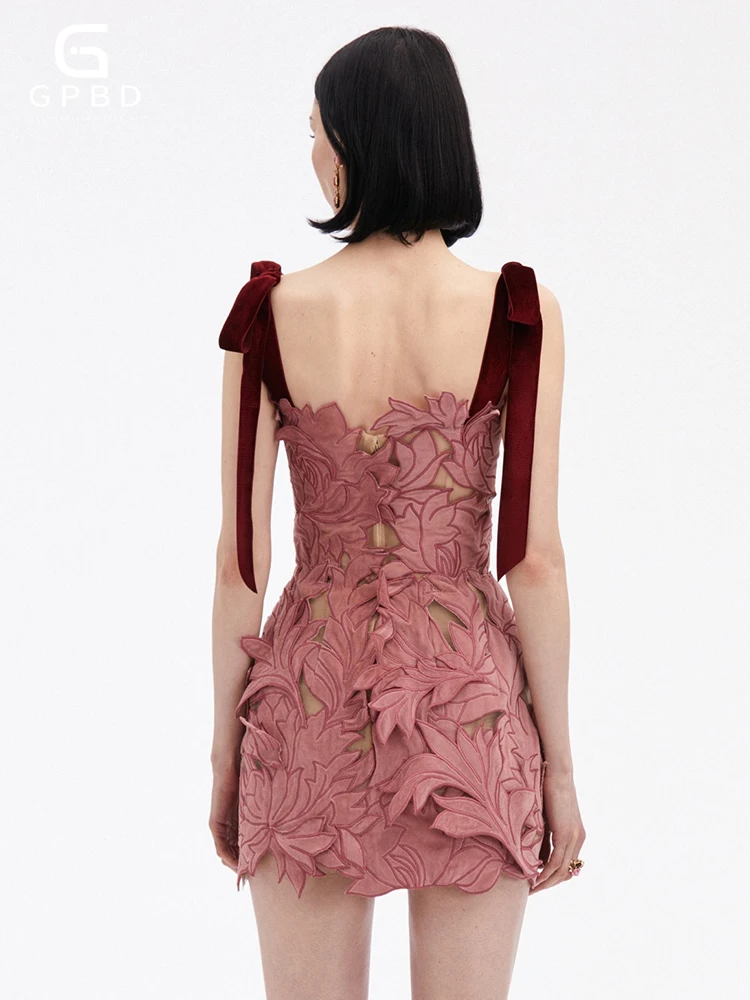 Elegante mini abito floreale 3D senza spalline - Lussuoso abito da sera ritagliato realizzato a mano da donna per occasioni speciali