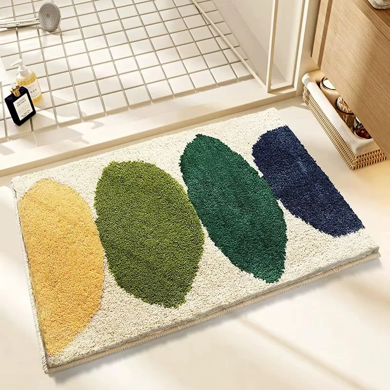 Plush Decorative Washroom Rug, High Water Absorption Quick Dry Non-slip Household Floor Mat