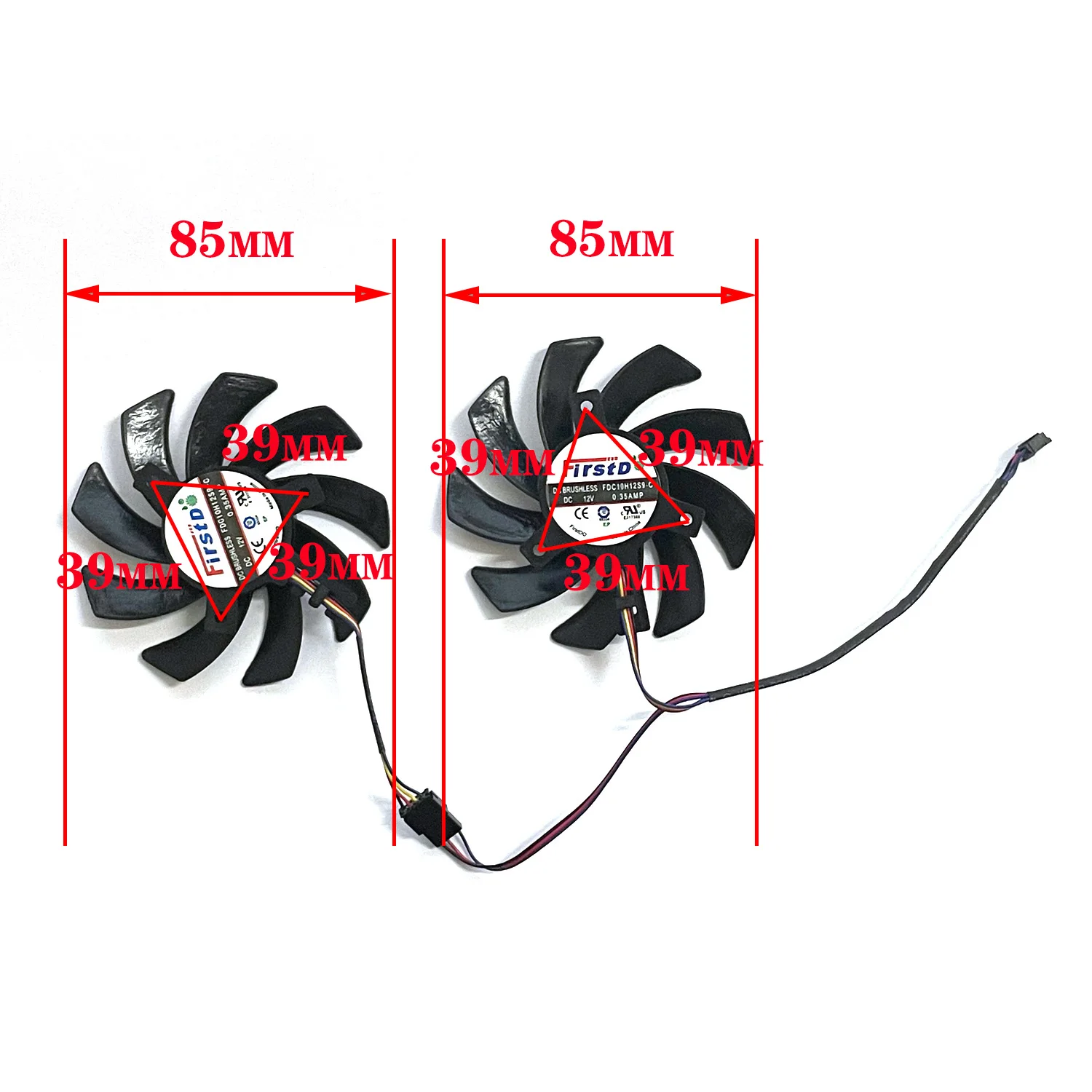 2PCS 85MM AUB0812VD-00 4PIN FDC10H12S9-C RX6700 6700XT GPU Cooler for AMD RX6700 6700XT Graphics Cooling Fan