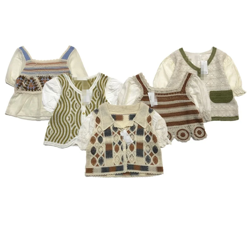 

Вязаный вручную двухслойный ажурный однотонный роскошный свитер из смешанного волокна с цветочным принтом, винтажный женский свитер