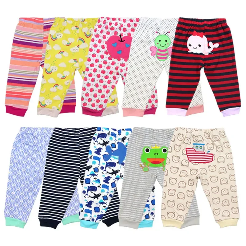 [5Pcs/lot Random Color]Cartoon Print Baby Pants Cotton Baby Leggings Spring Autumn Toddler Boy Pants Newborn Infant Clothing