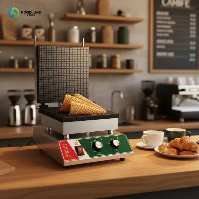 FL Automatic Waffle Cone Baker Commercial Machine Stainless Steel with Digital Timer for Ice Cream Shop