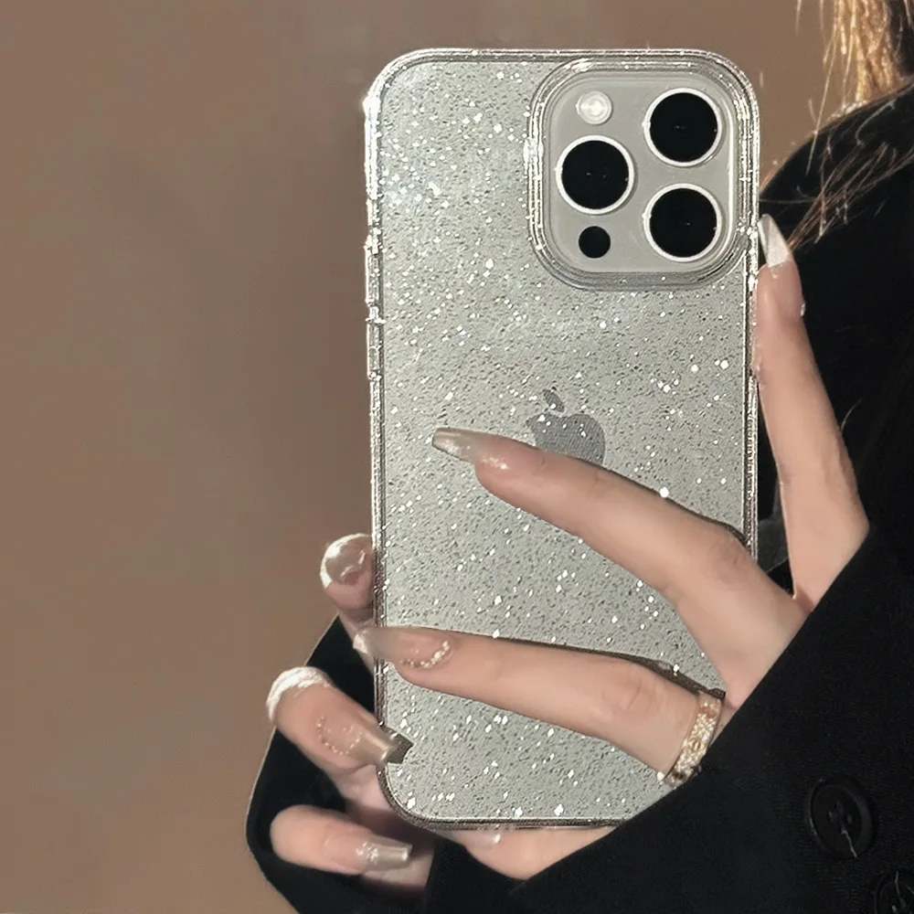 Luxury Sparkling Glitter Clear Case For iPhone 16 15 Pro Max 14 13 12 11 X XR XS 7 8 Plus Shockproof Transparent Soft Back Cover