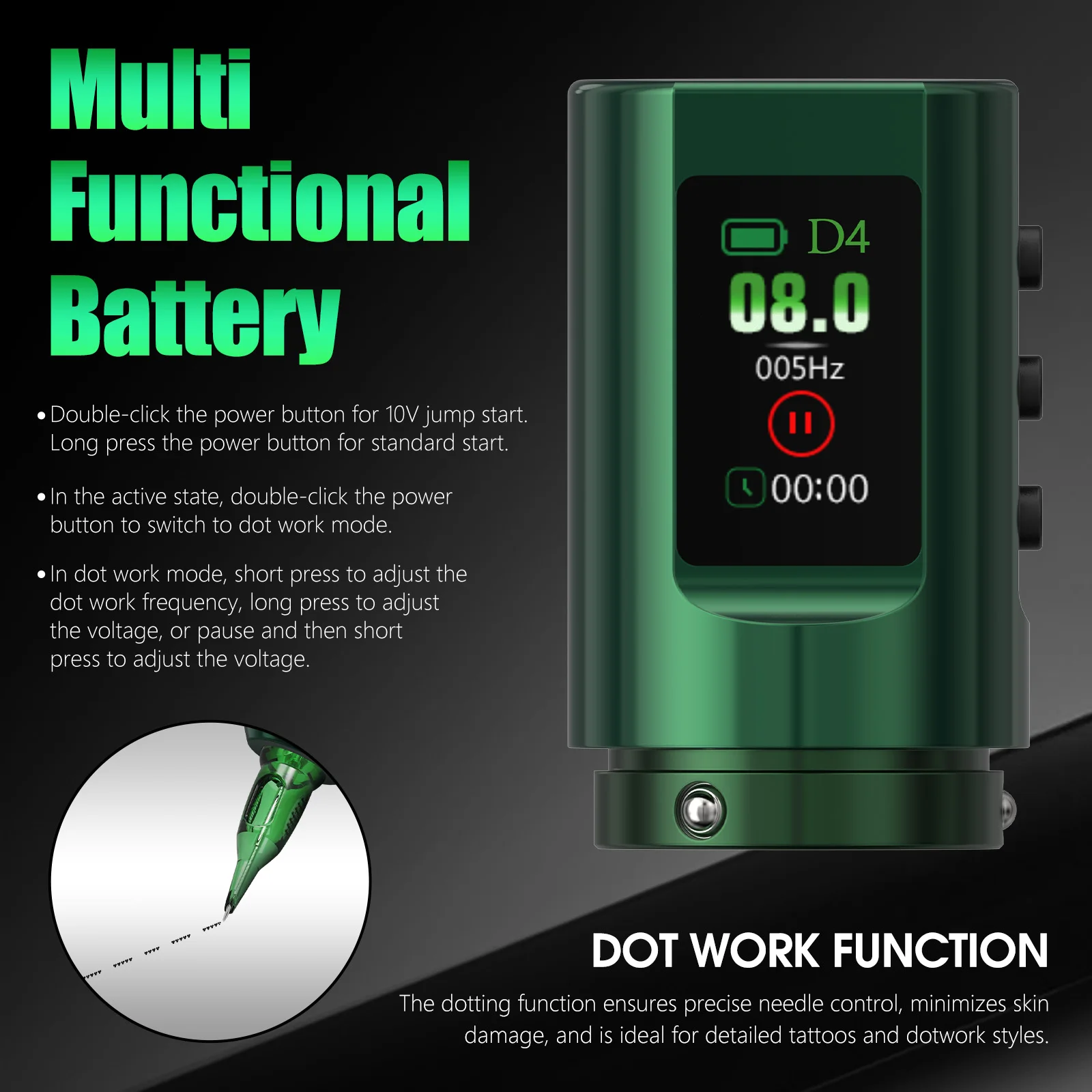 مجموعة مسدس الوشم T-Rex مجموعة الوشم ماكينة رسم الوشم التجميلي اللاسلكية الكاملة 1600 مللي أمبير في الساعة قوة قابلة للتعديل 7 أنواع من مجموعة المبتدئين في رحلة السفر