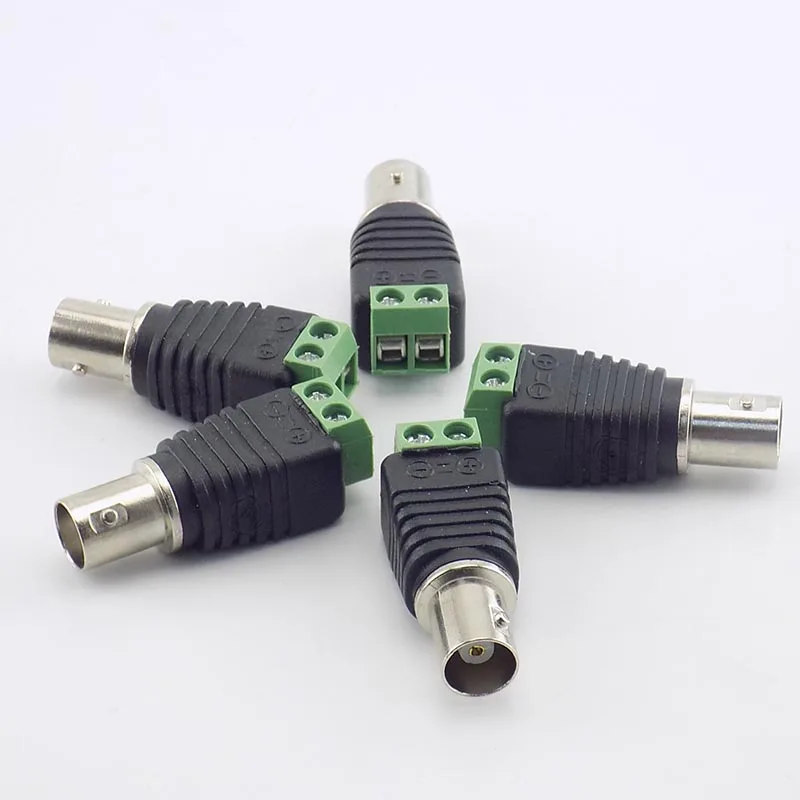 10PCS 12V BNC Female Jack Adapter Plug Video Balun Converter BNC Connector for Led Strip Light DVR CCTV Camera Power C6