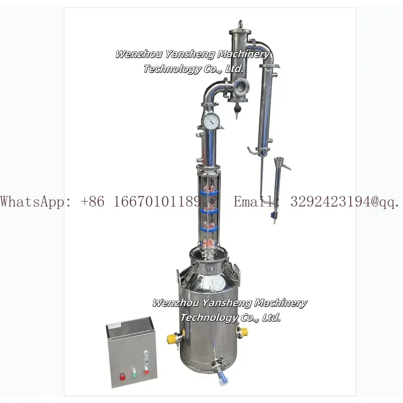 Electric Moonshine Still Reflux Distiller with Copper Bubble Plates Glass Column for Whiskey Vodka 50L 100L