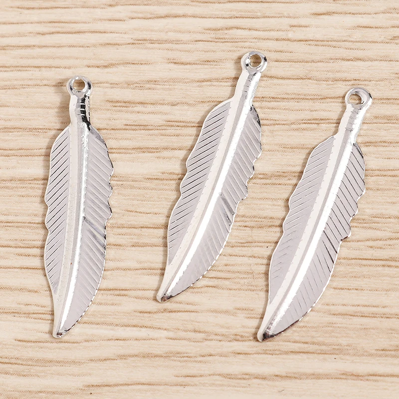 Tusember 100 قطعة 7*28 مللي متر صفائح حديد صغيرة ريشة دلايات لقلادة القرط مجوهرات ليف المعلقات Craft بها بنفسك الحرف اليدوية #6