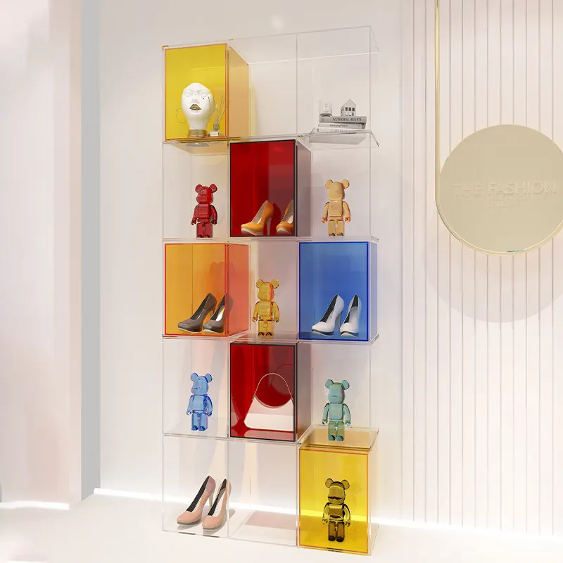 Acrylic display counter transparent clothing store luggage jewelry rack shoe ornament color multi-layer model display rack