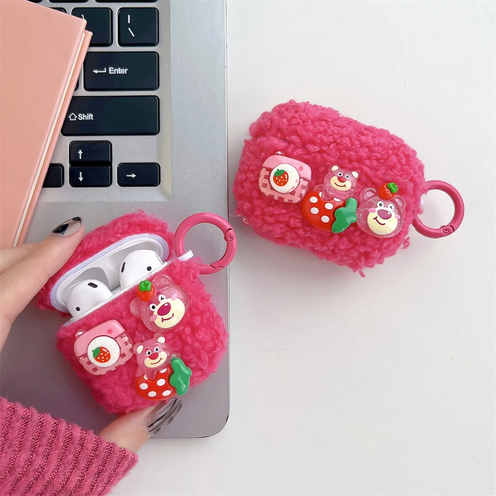 Earphone Case for AirPods Pro 2rd Cute Cartoon Anime Role Lotso Kulomi Headphone for Air Pods 1 2 3 Soft Plush Protect Cover