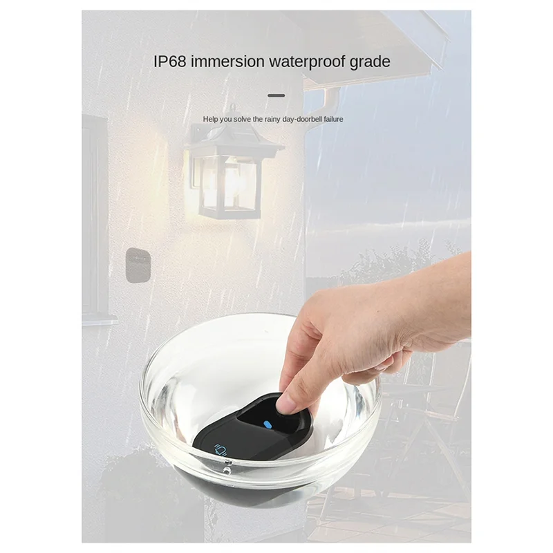 مقاوم للماء جرس الباب الذكي جرس الباب اللاسلكي IP68 جرس الباب المنزلي ذكي 38 أغنية 4-Level التحكم في مستوى الصوت-ABJU