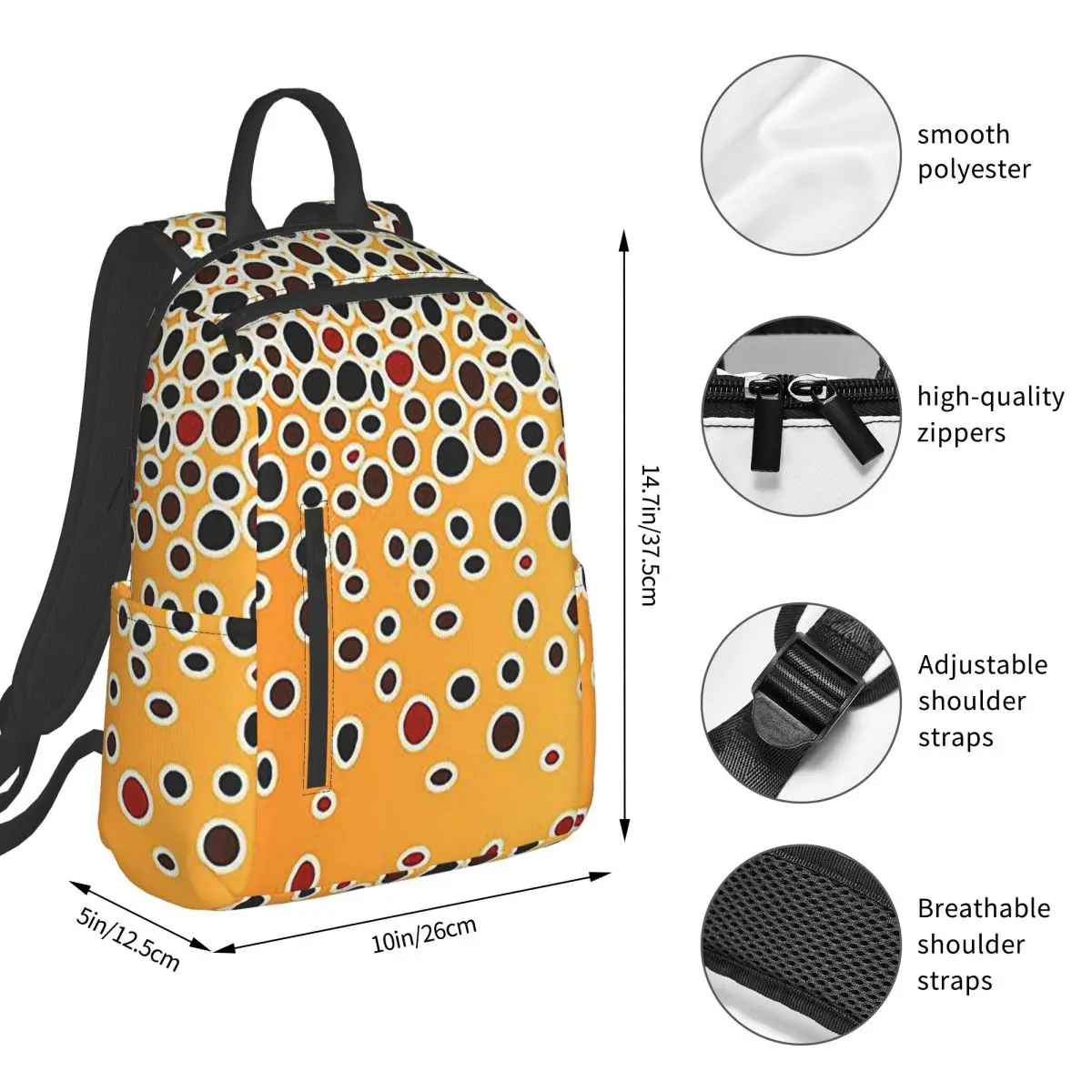 Brown Trout Skin Backpack Student BookBag Kids School Bag Computer Shoulder Bags Men Women