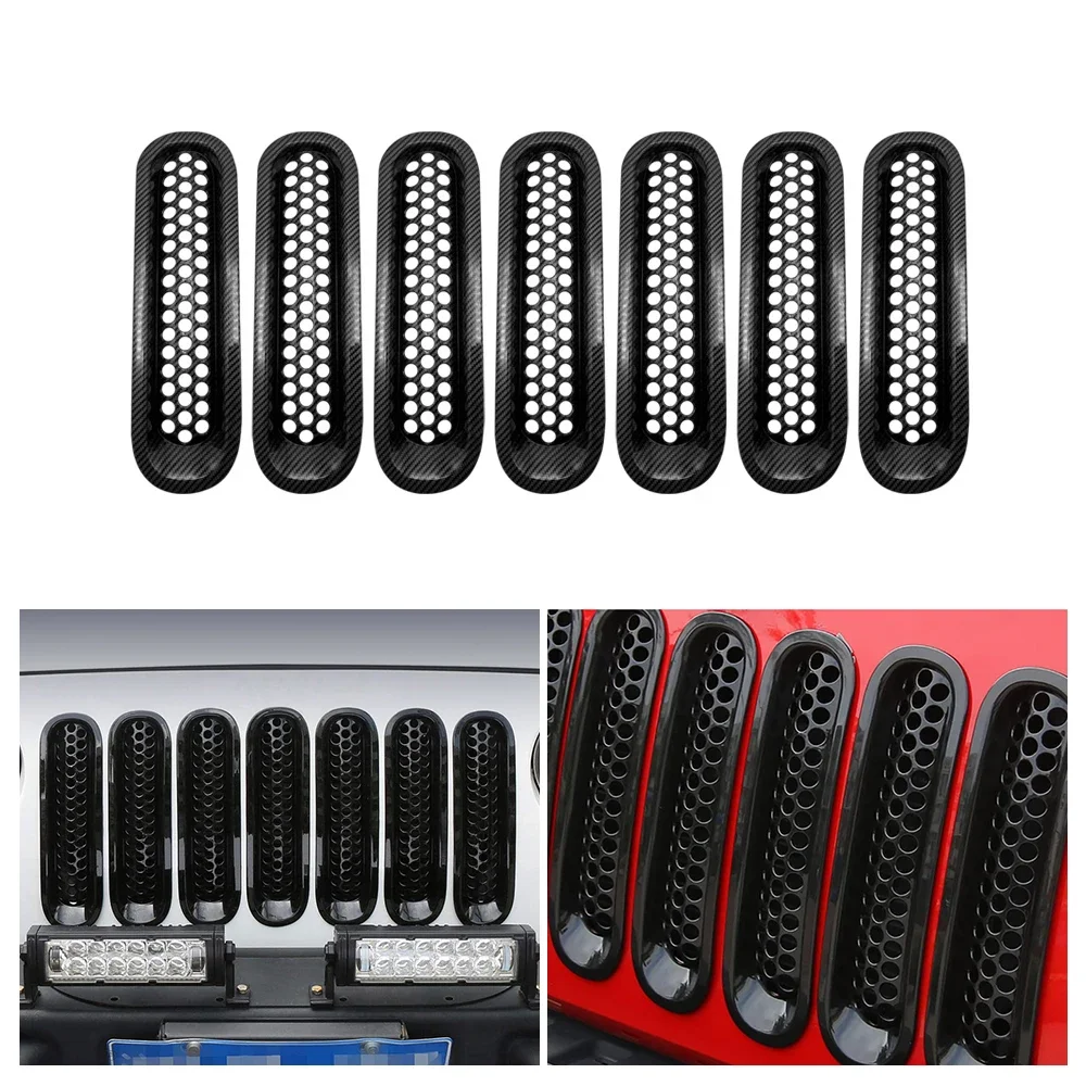 

7pcs Car Clip-in Front Grille Mesh Inserts Mesh Grille Guard for Jeep Wrangler JK JKU 2007-2015 Exterior Accessories Grills