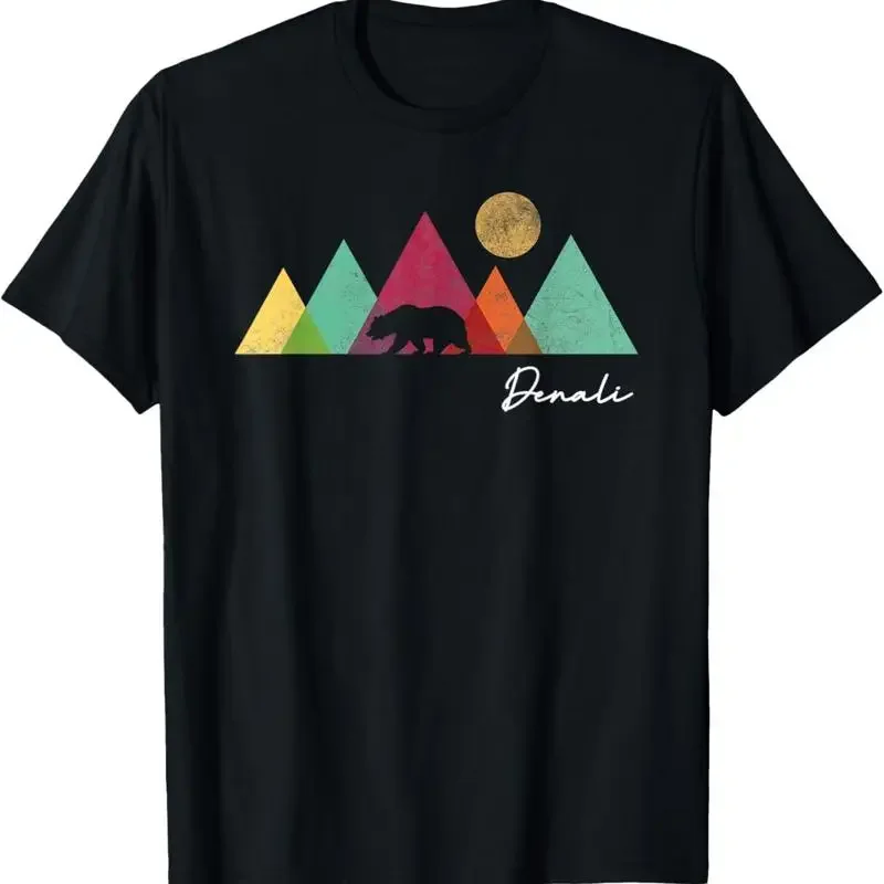 Alaska Denali National Park Souvenir Colorful Bear Mountains T Shirt