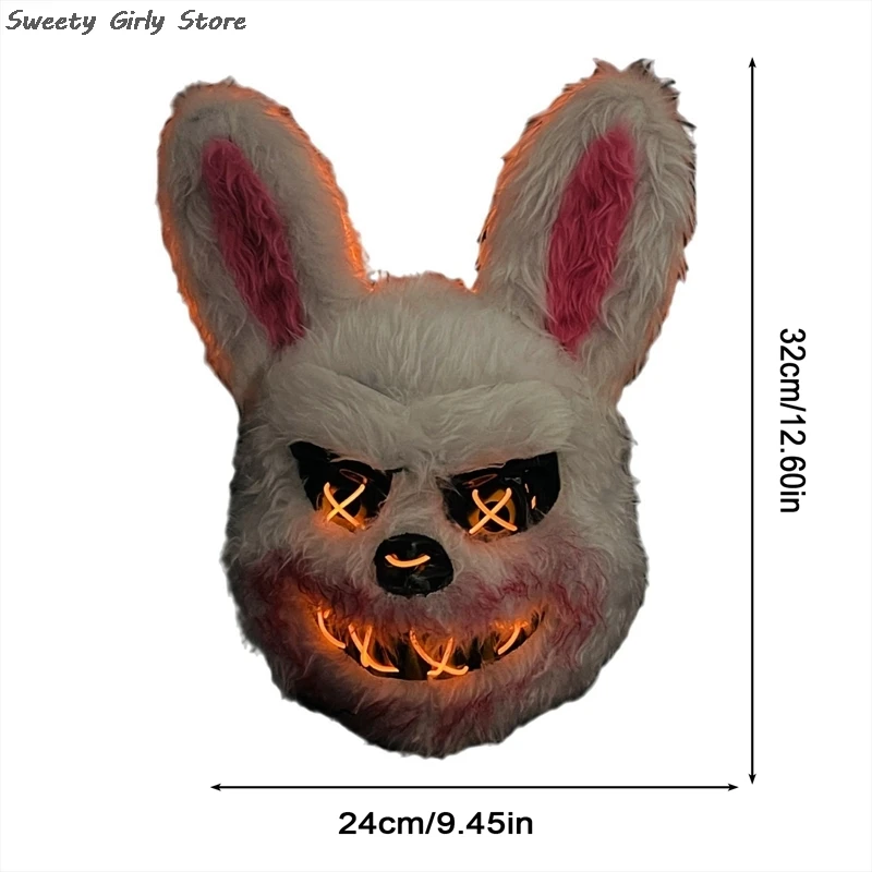 LED Light up Mask Masquerade Glowing Full Face Masks Horror Bloody Rabbit Bear Scary Killer Masque Halloween Role Play Props