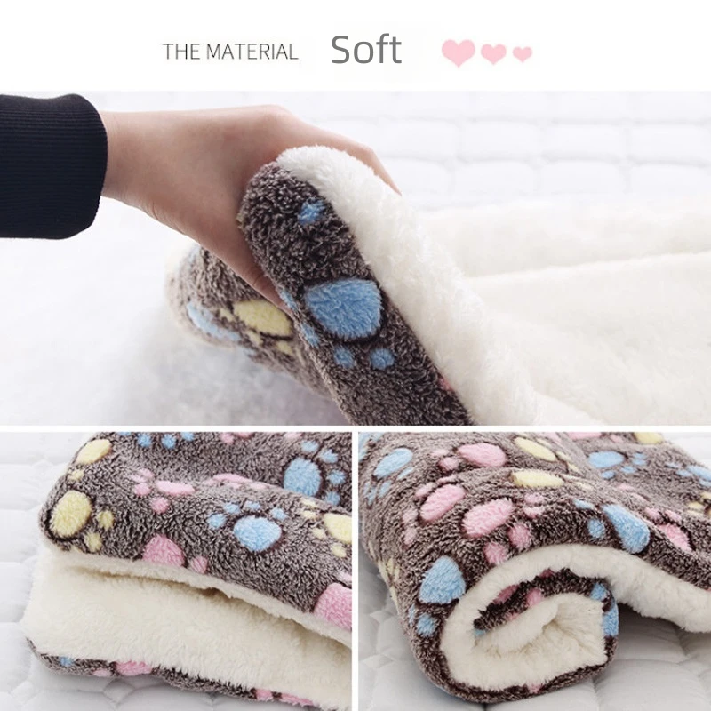 Ultra Soft Plush Cat Bed Mat with Cute Prints Reversible Fleece Dog Crate Kennel Pad Cozy Washable Thickened for Kitten Puppy