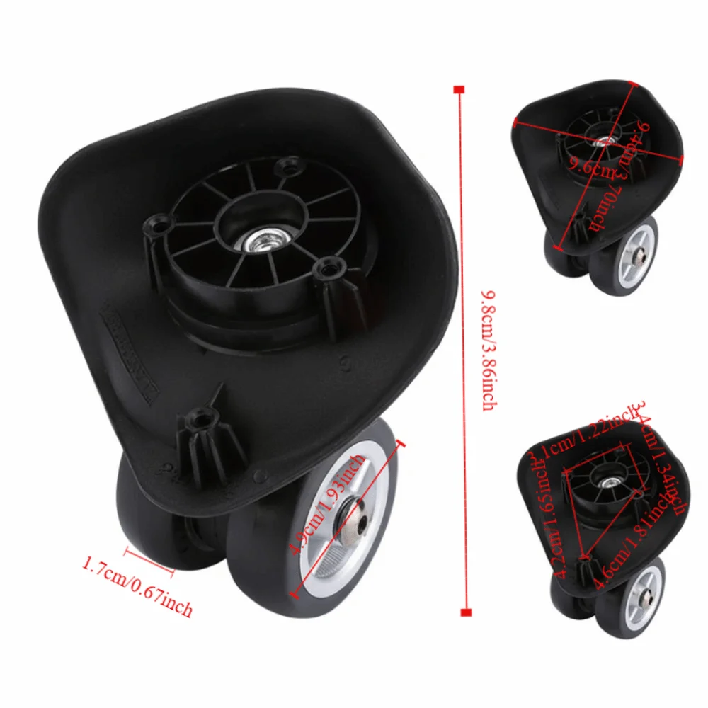 1 زوج دائم بولي كلوريد الفينيل الأمتعة عجلة استبدال عجلات دوارة سوداء حقيبة عجلة عجلات عربة إصلاح الأمتعة