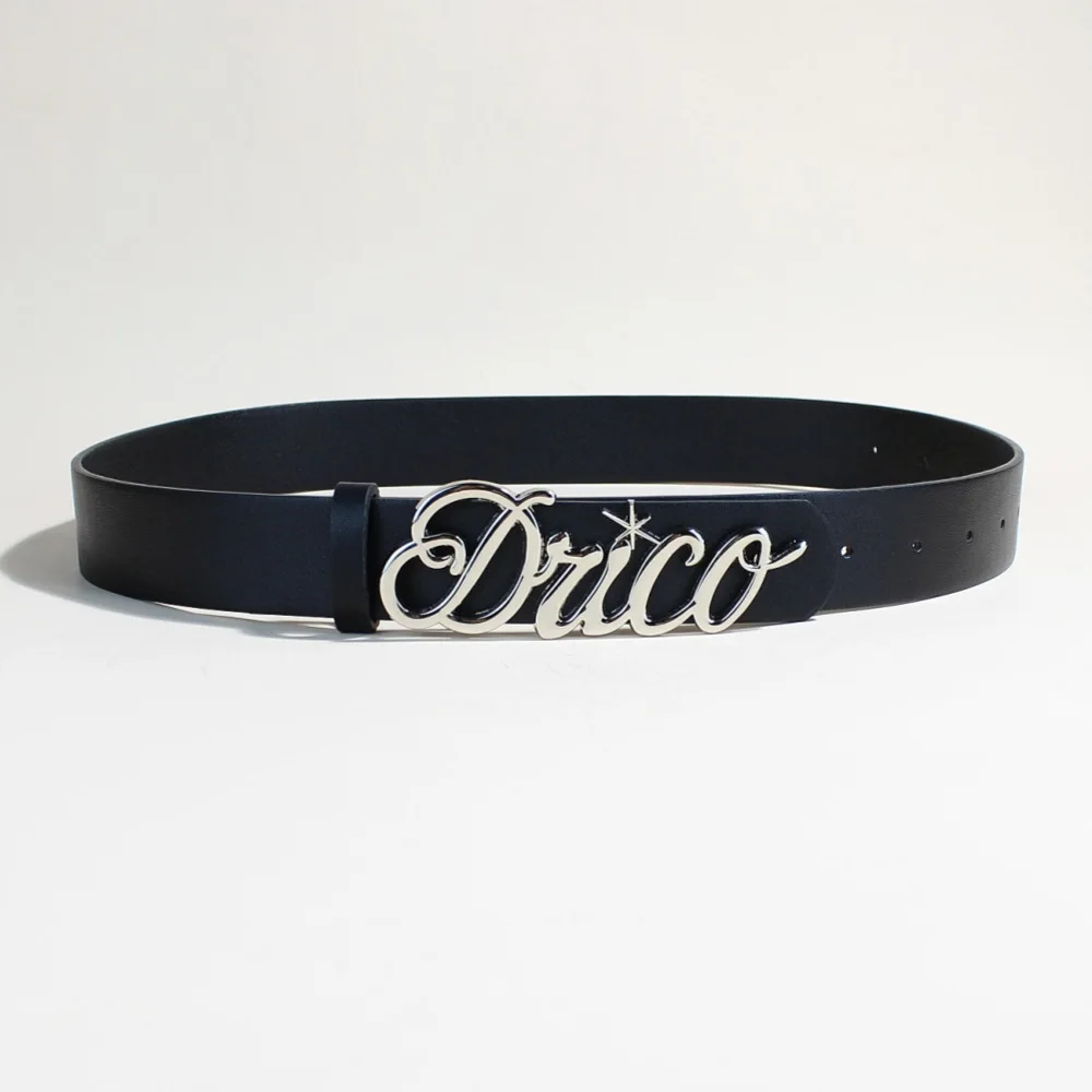 Ins Style Unique Design Letter Metal Snap Button PU Decor Belt Fashion Match Women Waist Strap