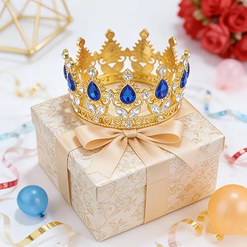 Rhinestone Princess Crown Cake Topper  Gemstone Tiara for Girl's Birthday  Sweet 16  and Quinceanera